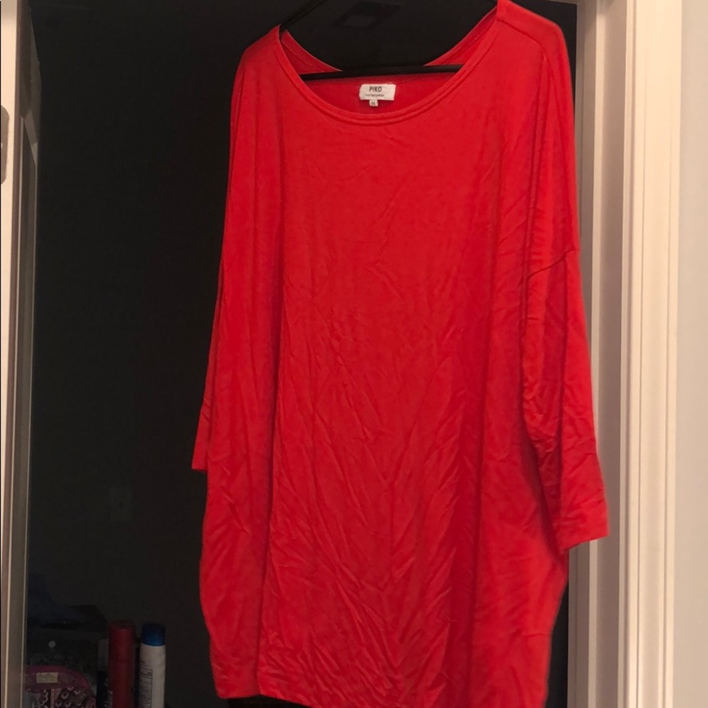 3/4 sleeve PIKO top, RED
